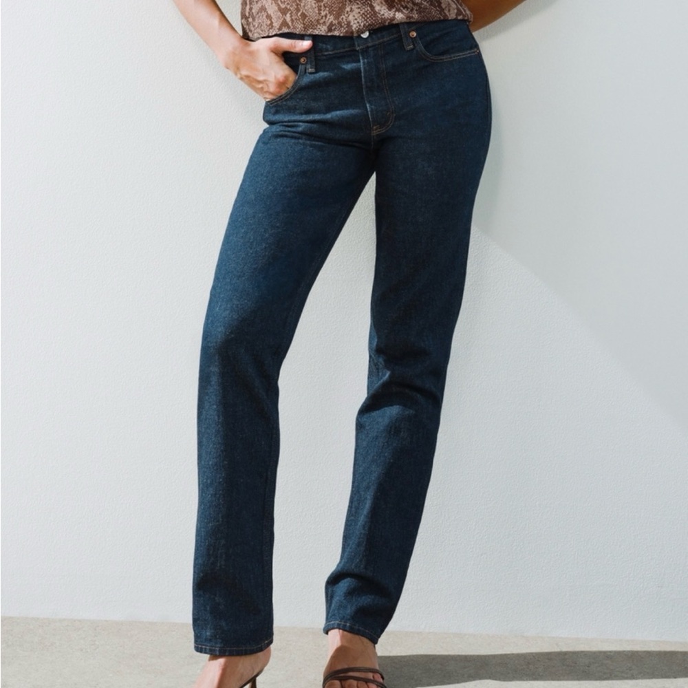 Slim Straight Leg Dark Blue Women's Jeans (Curve Love)